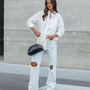 MENSWEAR COTTON BLEND BUTTON DOWN SHIRT - WHITE